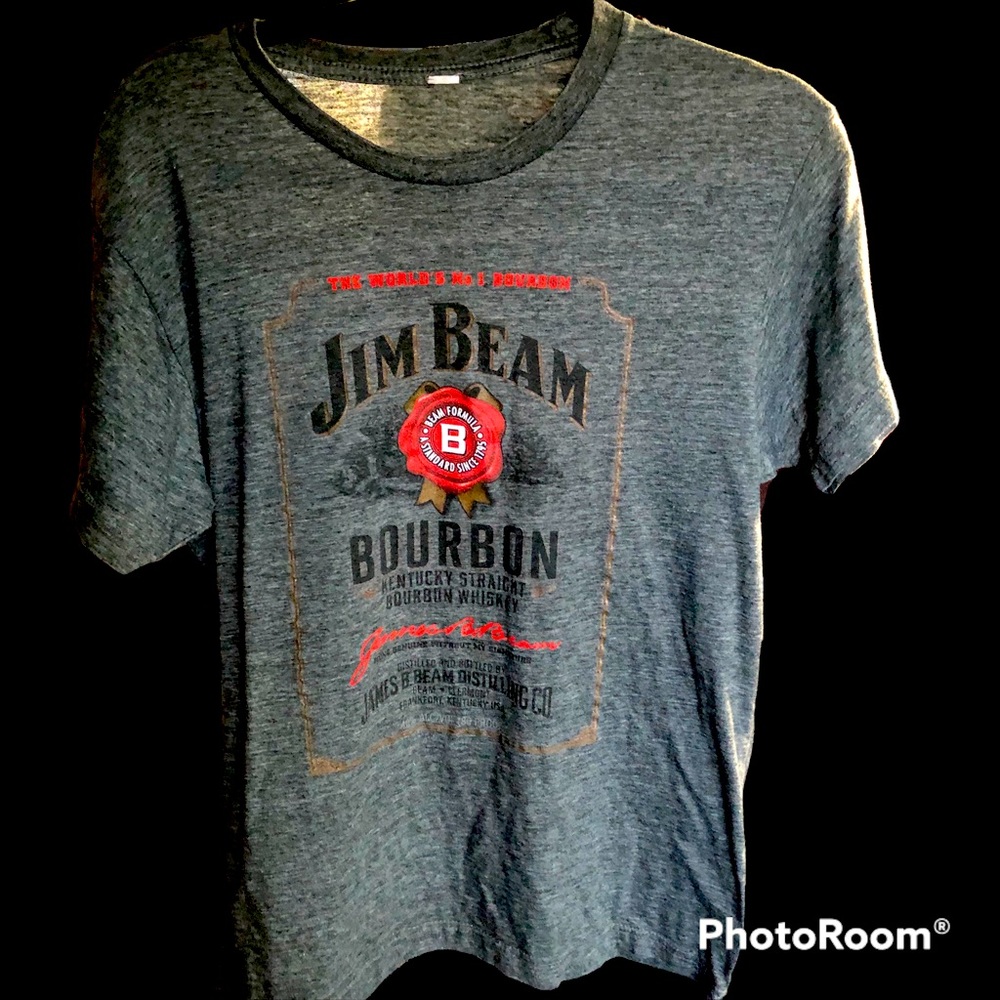 Jim Beam Bourbon Short Sleeve Graphic Tshirt. Gray. Large